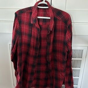 NEUW. Men’s, black & red checkered button down.
